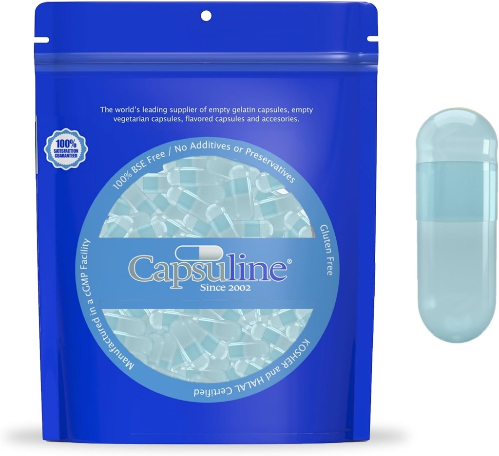 Capsuline Spirulina Warna 0 Kosong Vegan Capsules Biru / Biru - 100 Count - Vegetarian Kosong Pill Capsuless - DiY Capsule Filling - Veggie Pill Capsules - Kosher dan Halal Certifikasi
