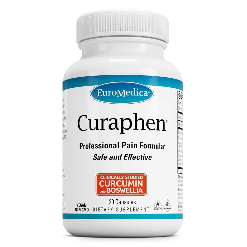 EuroMedica Curaphen - Suplemen Curcumin untuk Dukungan Circulation & Endorphin - Dukungan untuk Ketidaknyamanan Occasional - Aids Otot Sehat - 120 Capsules
