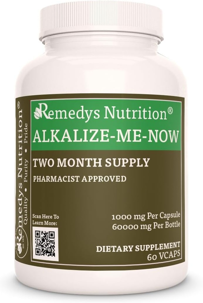 Remedy 's Nutrection Alkaze Me Now 124; 1.000 mg, 60 Vegan Capsules Herbal Dietary Supplemen Dua Bulan