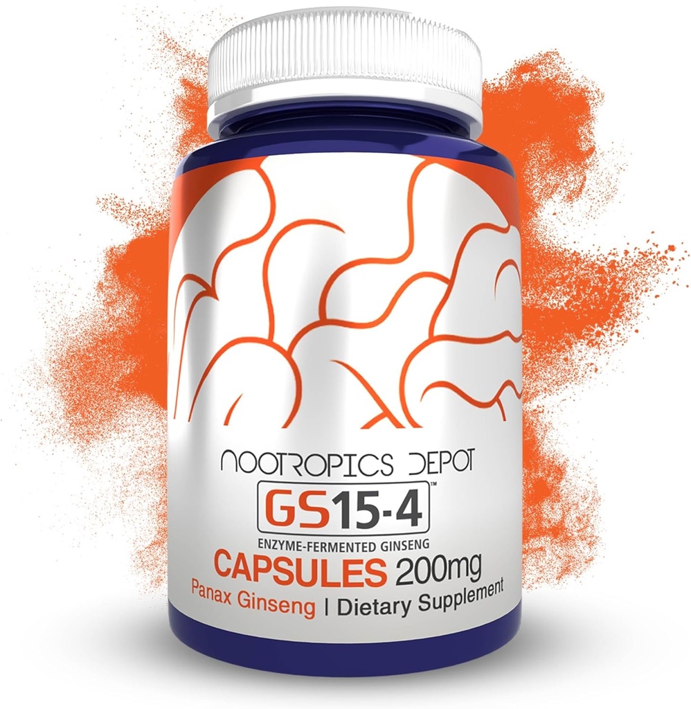 Nootropics Depot GS15-4 Panax Ginseng Ekstrak Capsules 124; 200mg 124; 30 Count 124; Adaptogen Suplemen 12.4da Herb; Ayurveda Herb 124; Tambahan Heally Stress Levels