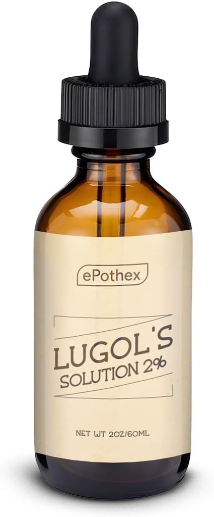Solusi Lugol 2% 2oz Botol Kaca Dropper. Berisi Potasium Iodide dan Iodin, 60ml