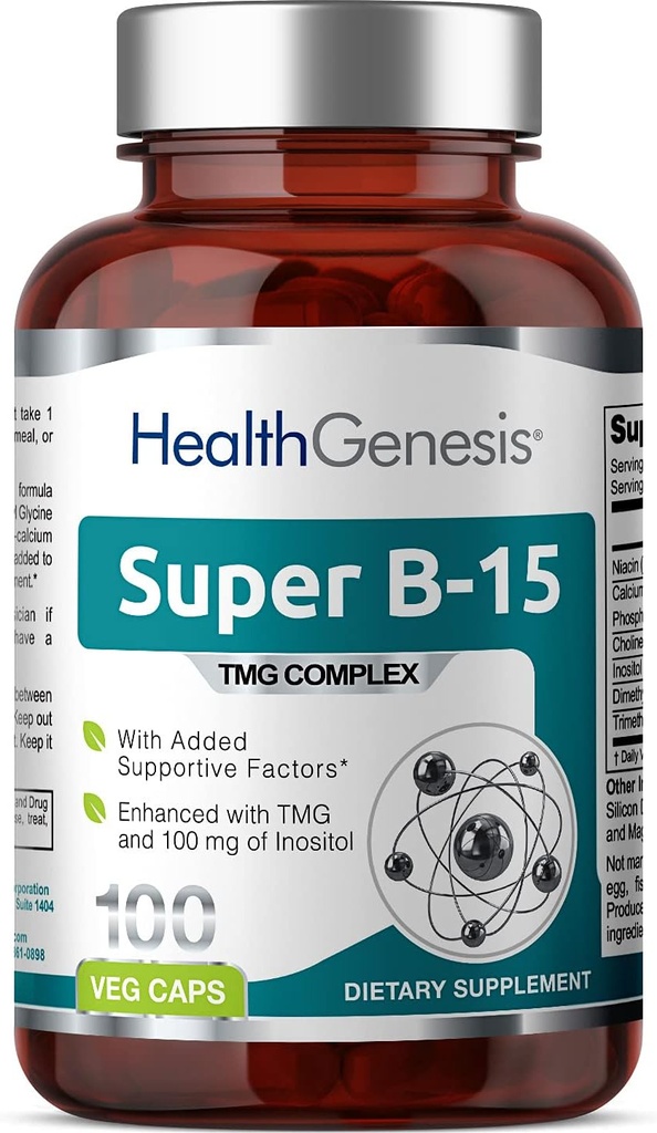 Super B-15 100 Vcaps - Niasin Calcium Choline Inositol DMG TMG - Mendukung Tingkat Energi Oksigen Sehat