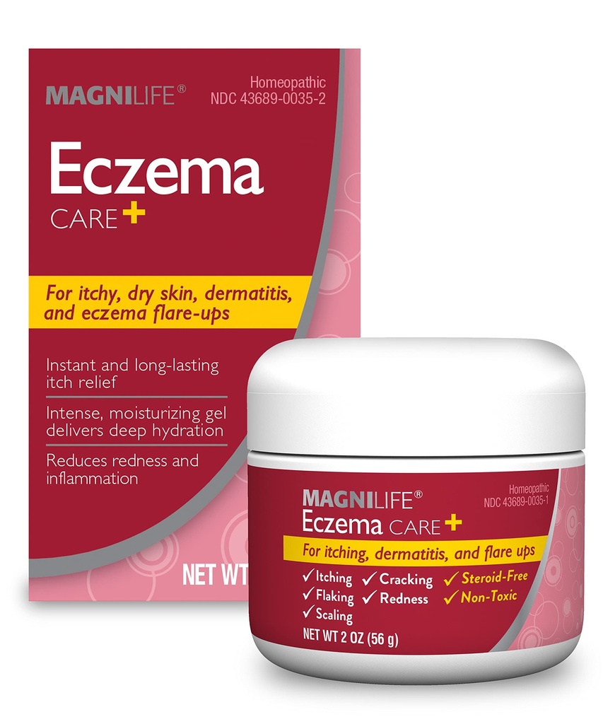 MagniLife Eczema Care +, Moisturizing Gel untuk Itchy, Dry Skin, Last Relief for Dermatitis and Eczema Flares-Ups - Natural Ingreocations Aloe, Calendula & Tea Tree Oil - Skoid- Free, Parabin- Free - 2 oz