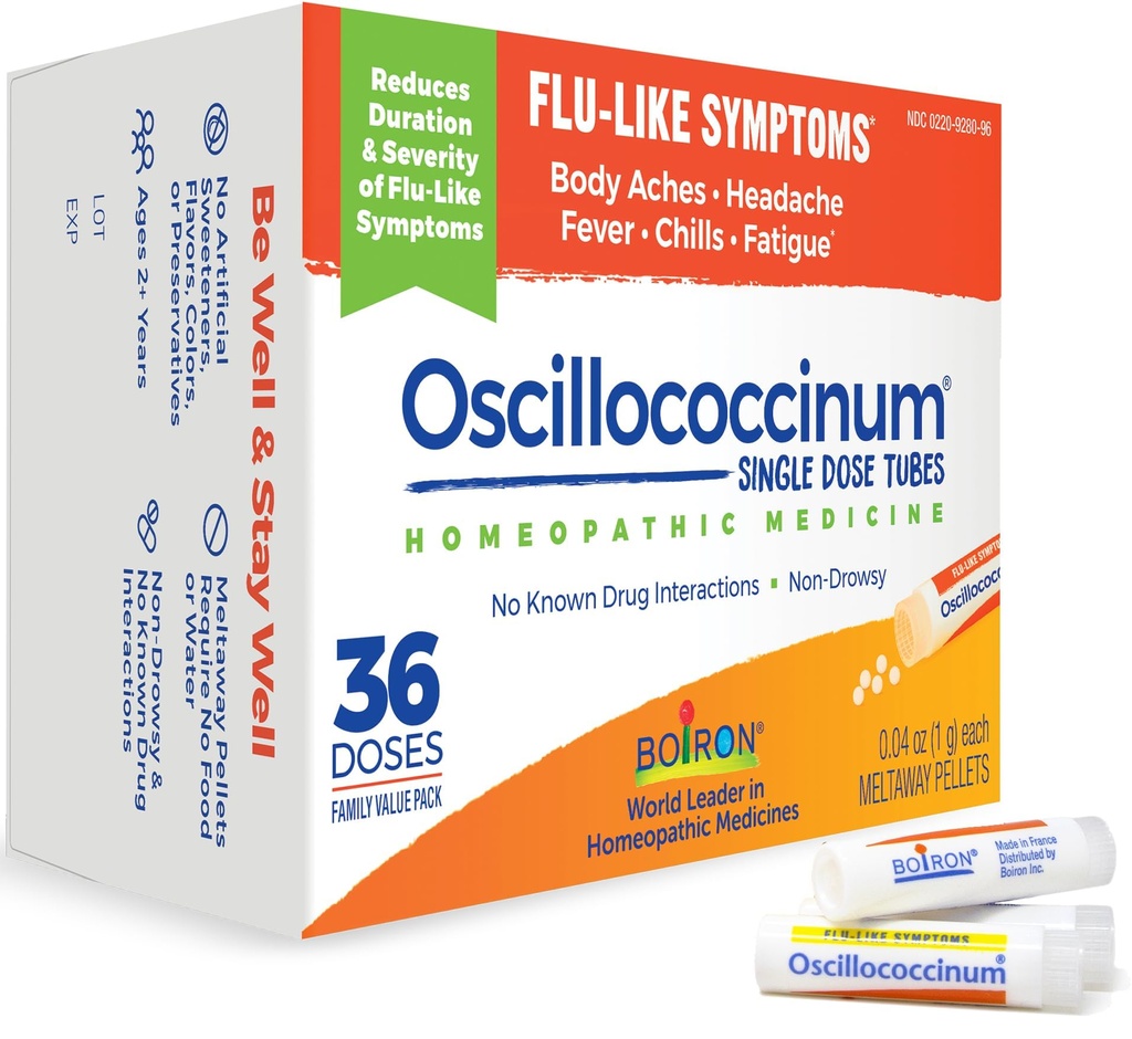 Boiron Oscillococcinum Homeopathic Medicine for fluLike Symptoms, White, 36 Count