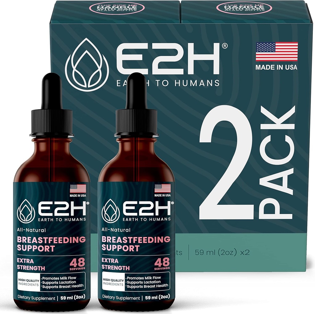 Dukungan Lactation E2H Suplement dan Lactation Suplemen Lactation - Berisi Fenugreek, Milk Thistle, Fennel dan More - Tanpa Alkohol - Vegan - (2 Botol)