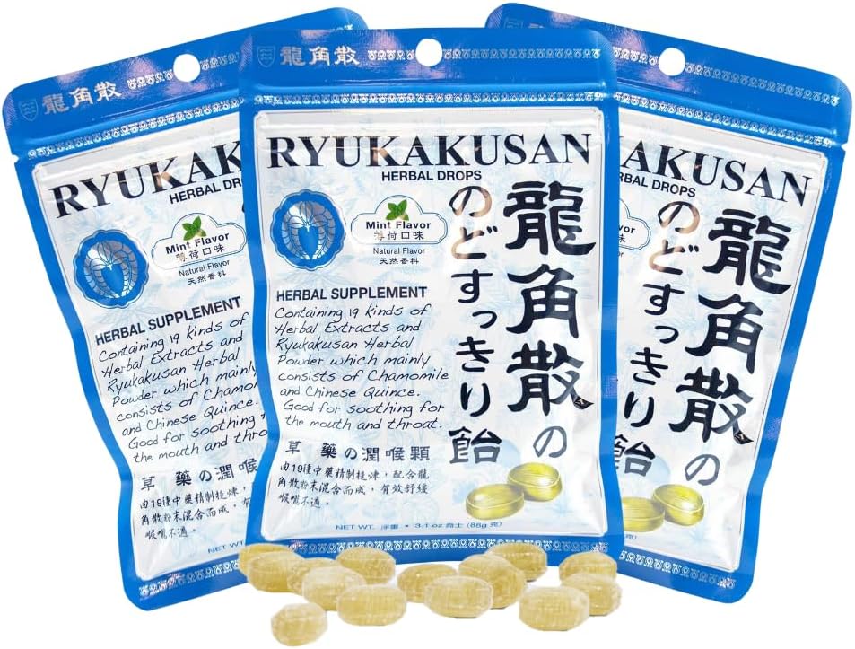 Solstice Medicine Company Ryukakusan Herbal Drops (Pack of 3) - Mint Flavor (Soothes Throat & Support)