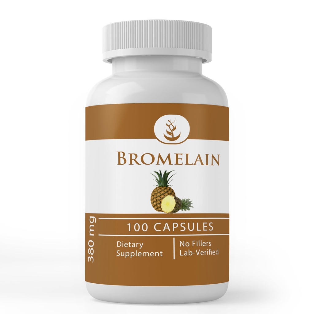 Murni Bromelain Asli (100 Capsules) Selalu Murni, Tidak Ada Addonist atau Pengisi, Lab Verified