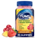 TUMS Plus Upset Perut & Nausea Dukungan, Tambahan Diet, Ginger Berry - Cacah 45