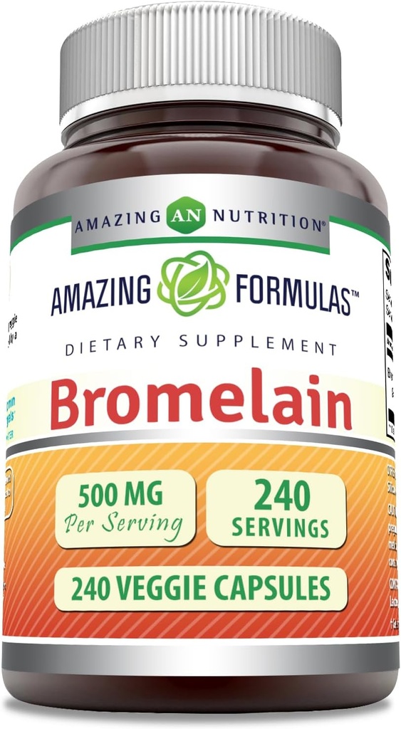 Luar biasa Formulas Bromelain 500mg 2400 GDU, Veggie Capsules 124; Non-GMO 124; Gluten Free Gluten Free 124; Made in USA 124; Ideal for Vegetarians (240 Count)