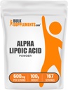 BulkSuplements.com Alpha Lipoic Acid Powder - ALA Suplement, Antioksidant Suplemen - Gluten Free, 600mg per Serving, 100g (3.5 oz) (Paket 1)
