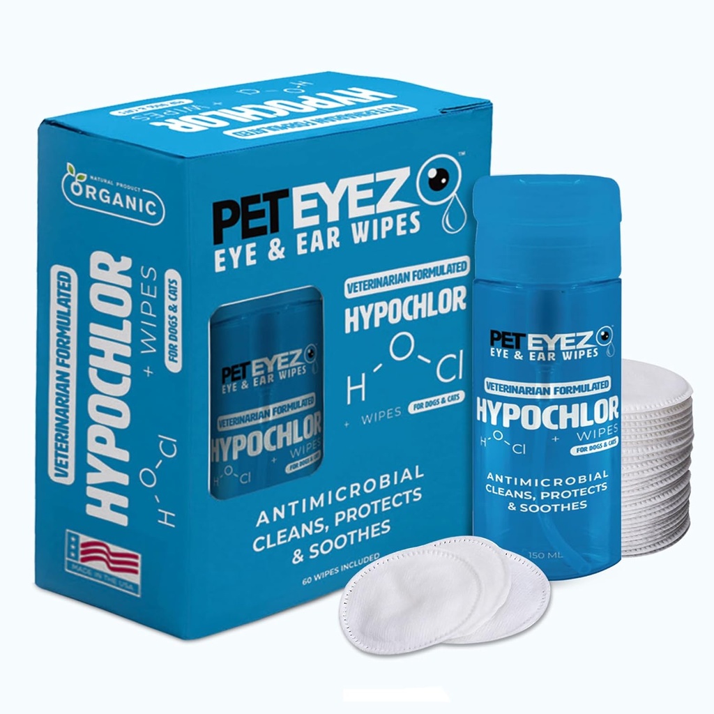 Pepeeez Veterinarian Formulated Tear Seal Remover Solution for Dogs & Cats - Pembersih Deodorium Munafaleric untuk Menghapus Dirt, Dischart dan Crust dari Telinga, Mata, Paws & Butt - 100 Wipes