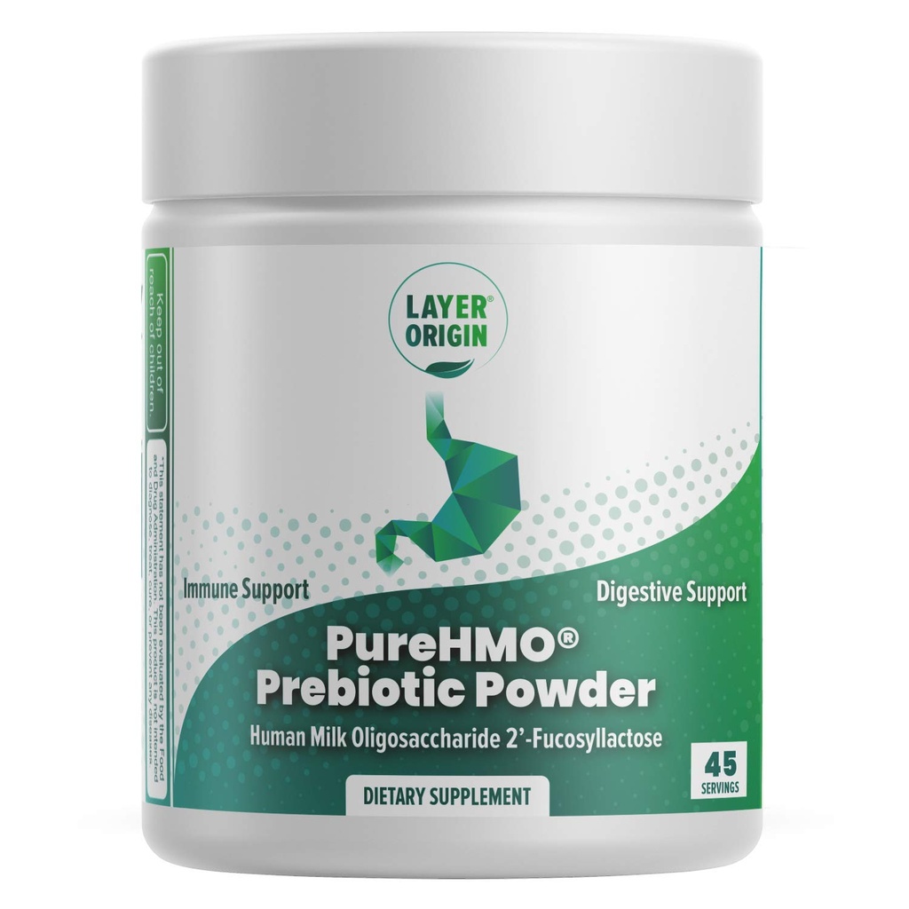 Lapis Origin Origin 124; PureHMO Milk Manusia Oligosaccharide (HMO 2 '-FL) Prebiotic Powder Fiber - Feed 200 Milyar Procope / Scoop, 45 Servis