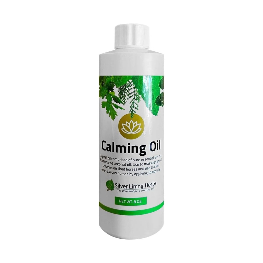 Silver Lining Herbs Calming Oil for Horses - All-Natural Estial Oil Blend with Coconut Oil - Helping Relax Anquer, Restless & High- Strung Hores - 8 oz