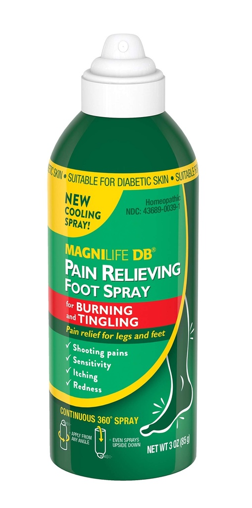MagniLife DB Relifeing Foot Spray, Alami Cooling Pain Relief to Soothe Burning and Ringling, Cocok untuk Diabetic Skin - 3oz