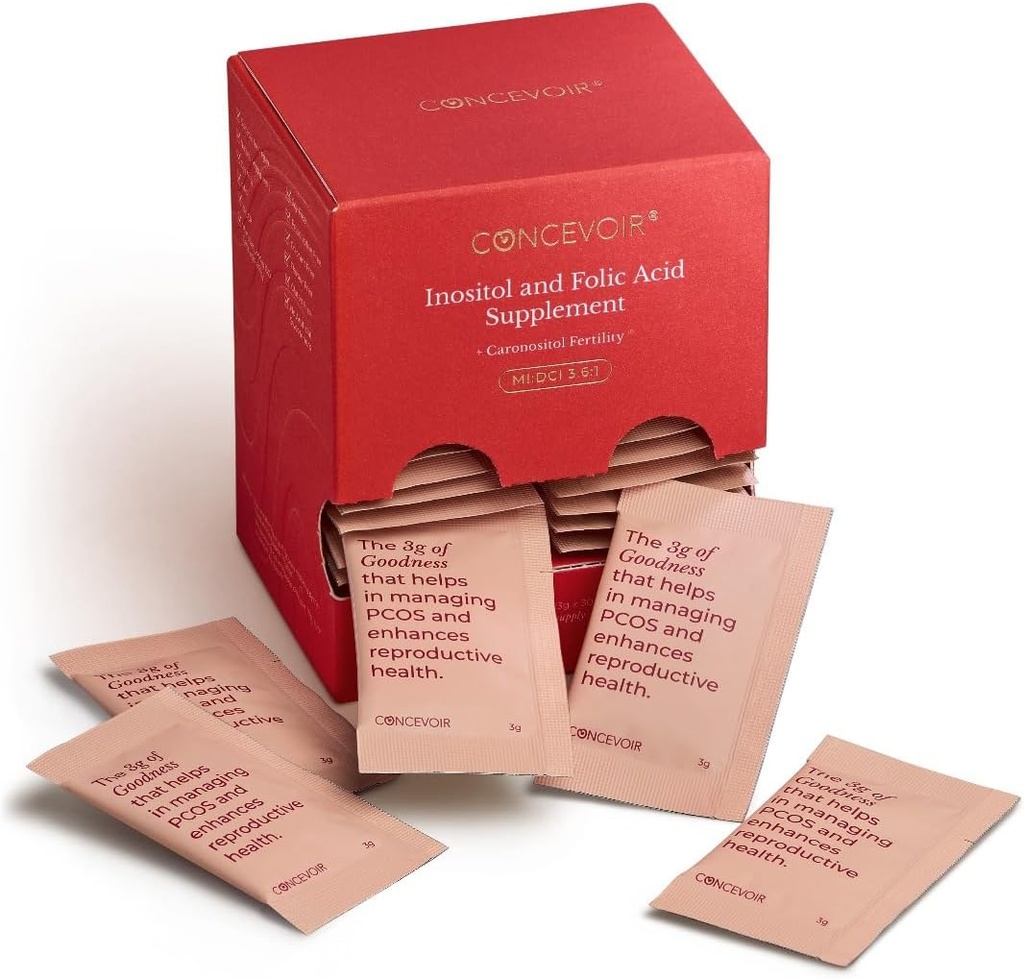 Myo- Inositol & D-Chiro Inositol untuk Keseimbangan Hormone untuk Perempuan, Ideal Ratio 3.6: 1 untuk PCOS, Inositol Supplemen untuk PCOS, Ingreations Natural, Acid Folic, 30 Hari Suppply