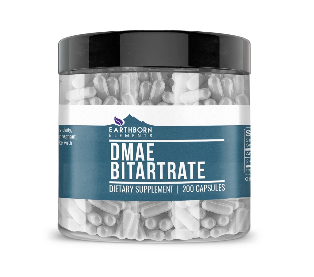 Elemen Terlahir di Bumi DMAE Bitartch 200 Capsules, Murni & Undiluted, No Addonitives