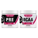 Honey Badger Pre Workout Powder & BCAA Amino Acids Powder Bundle 124; Beta Alanine, Caffeine & Vitamin C + Electrolytes 124; Vegan Keto Sugar Free & Paleo untuk Pria & Women & Women 124; 30 Pelayan (Wild Berry)