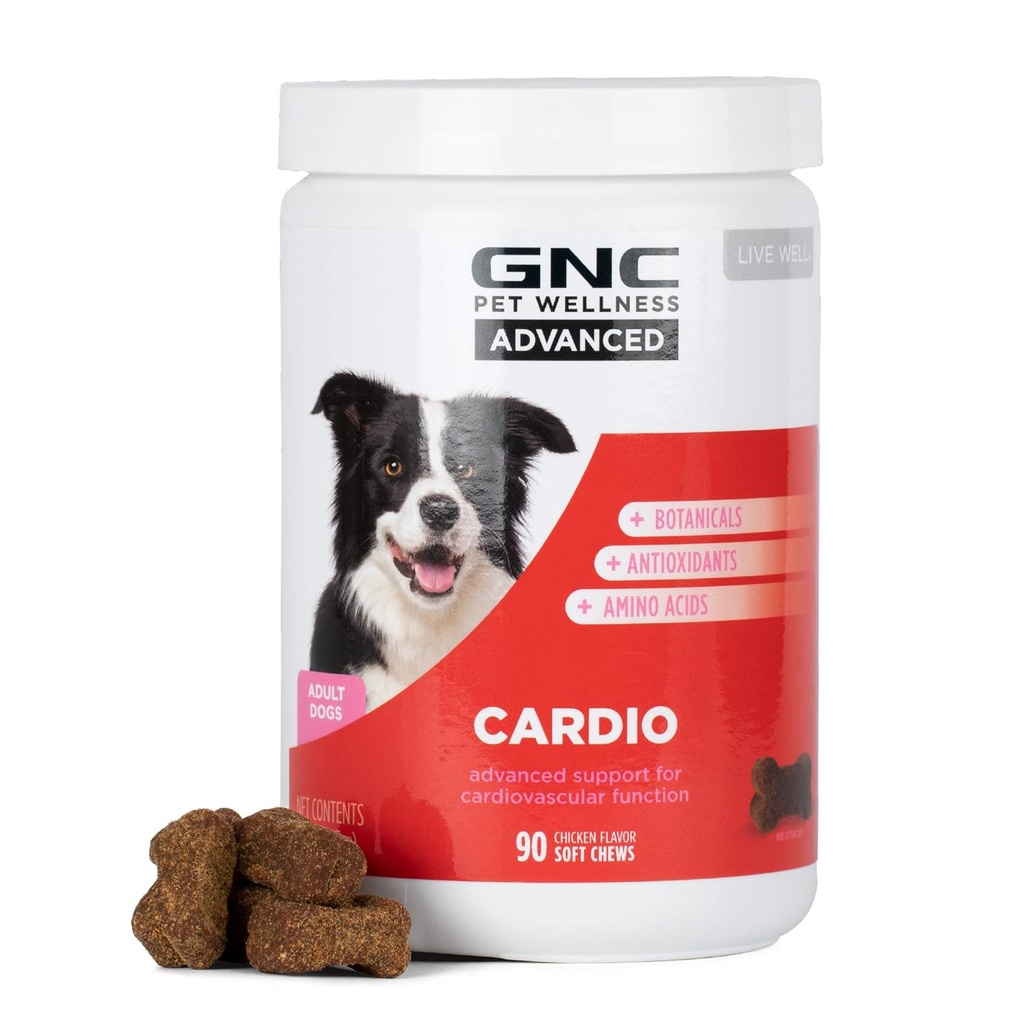 PT GNC Pets Advanced Dog Suplemen, Dukungan Cardiovaskular & Heart Health Chews for Dogs, Tambahan Pet Lembut Dibuat di Amerika Serikat, Cardio Vitamin & Mudah untuk Chew Canine Esensial, 90 Count