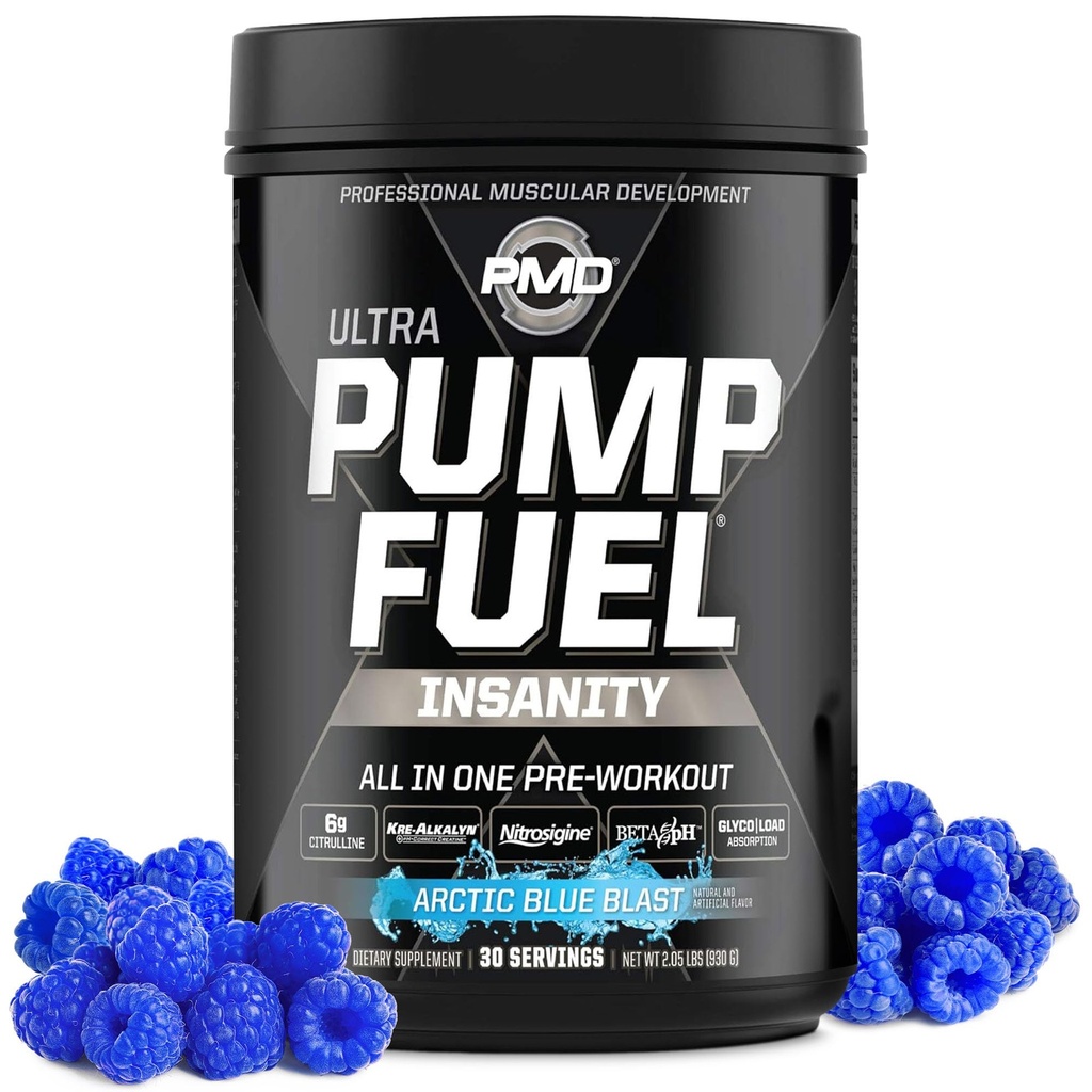 PMD Sports Pump Fuel Ultra Insanity - Premium Premium Premium Premiout Popper & Muscle Pump, Greater Focus, Endurance & Recovery, Premium Creatine, Arginine & Beta Alanine