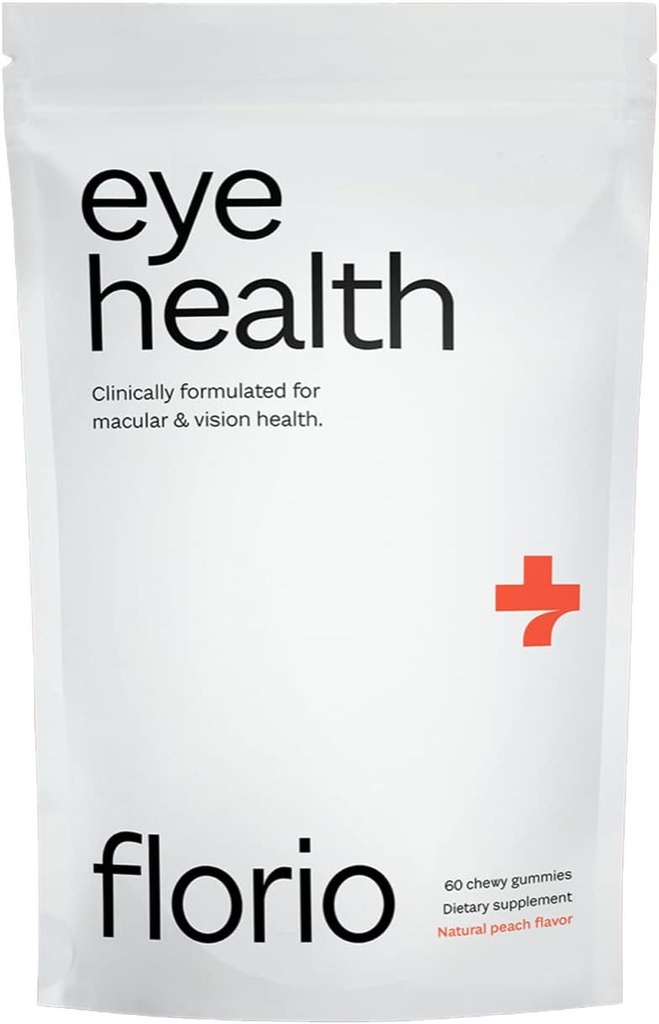 Florio Eye Health Gummy Vitamin for Dewasa, 2X Lutein & Dalxanthin, Vitamins A, B2, B3, C & E, Melayani Kesehatan Macalar & Retinal, Oxidation Bertempur, 30- Day Suppply, Natural Peach Flavor