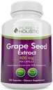 Purely Holistic Grape Extract 20,000mg - 250 Vegan Capsules - 8 + Bulan Suply - Standardisasi ke 95% Polyphenol - 400 mg per Capsule - Maximum Grapeseed - Non-GMO & Pestisida Bebas