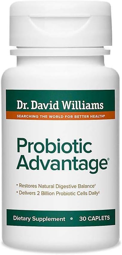 Dr. David Williams 'Probiotic Advices Suplement with 7 Unique Strains and Patented Technology to Deliver Progetic Alive (30 Caplets)
