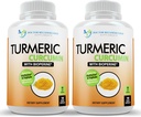 Turmeric Curcumin Suplement - 2250mg / d - Veggie Caps - 95% Curcuminoid with Black Pepper Extract (Bioperin) - 750mg Capsules - 100% Organik - Paling Kuat Turmeric (Paket 2)