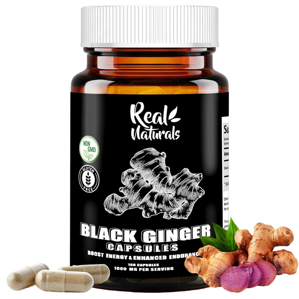 Black Ginger untuk Men Capsule 500 mg (100 Capsules) Vegan kaempferia parviflora Black Ginger Extract Capsules for Overall Endurance and Performance