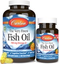 Carlson - The Very Finest Fish Oil, 700 mg Omega-3s, Norwegia Fish Oil Suplemen, Wild Caught Ogam- 3 Fish Oil, Disediakan Softgel Ikan, Omega- 3 Suplemen, Orange, 120 + 30