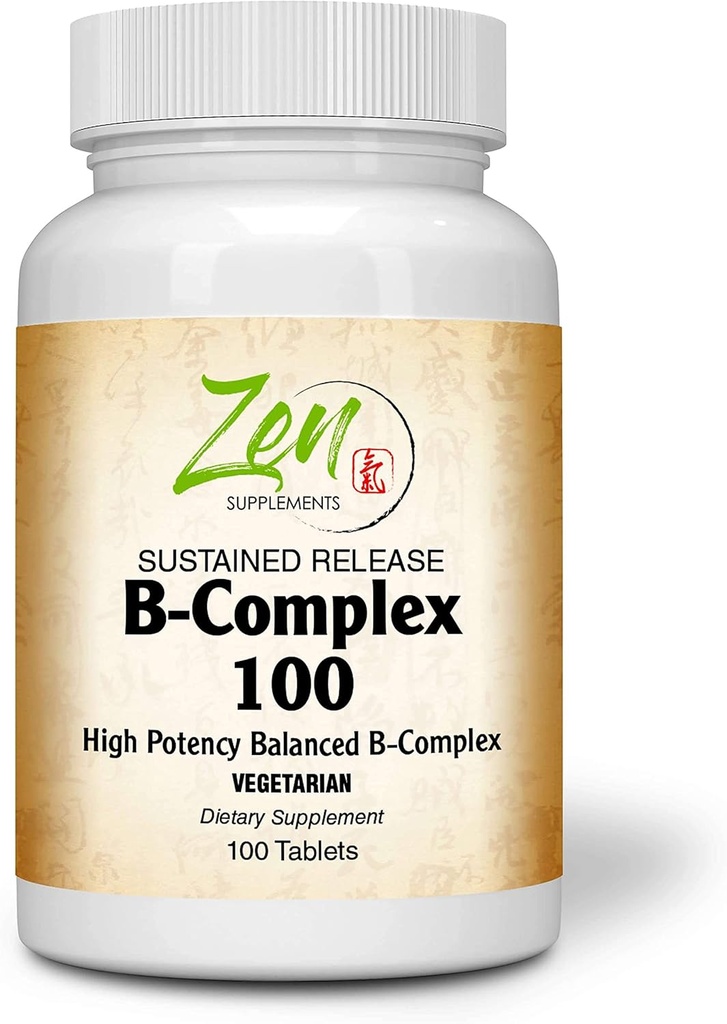 Kompleks B-Complex Suplemen Vitamin - B Vitamin Kompleks dengan Acid Folic, Biotin, Inositol - untuk Imune & Cardio Kesehatan, Energi Metabolisme - 100 Tablets-Rilis