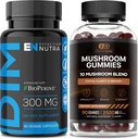 Suplemen NUTRA DIM EFFECTIVE 300mg & Mushroom Gummies - Ekstra DiM + Mushroom Kompleks untuk keseimbangan Estrogen Hormone, Perlakuan Acne & PCOS, Dukungan Immune & Energy