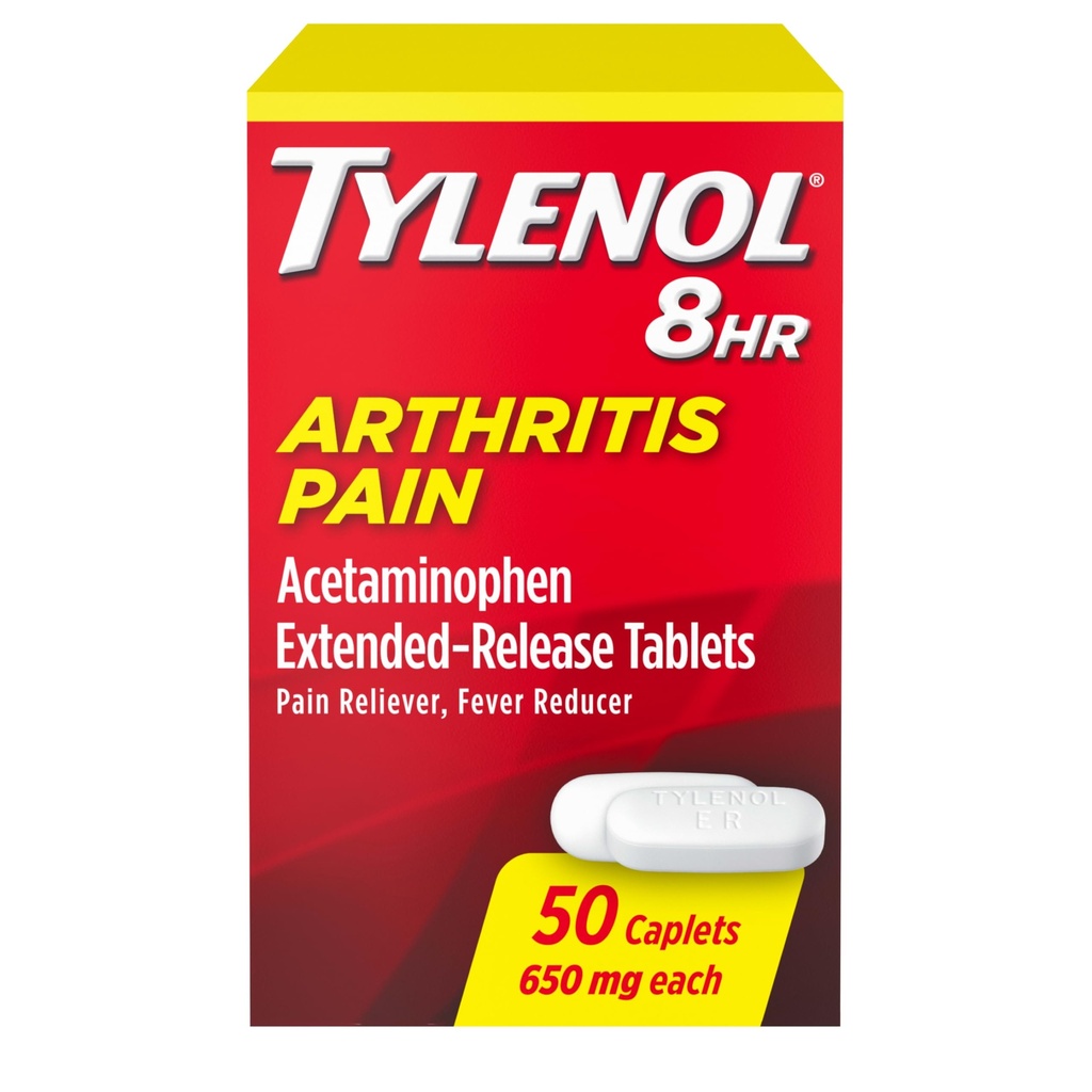 Tylenol 8 Hour Arthritis Relief Pain Extended- tablet Rilis, 650 mg Acetaminophen, Gabungan Reliever & Demam Reducer Medicine, Oral Pain Reliever for Arthritis & Joint Pain, 50 Count