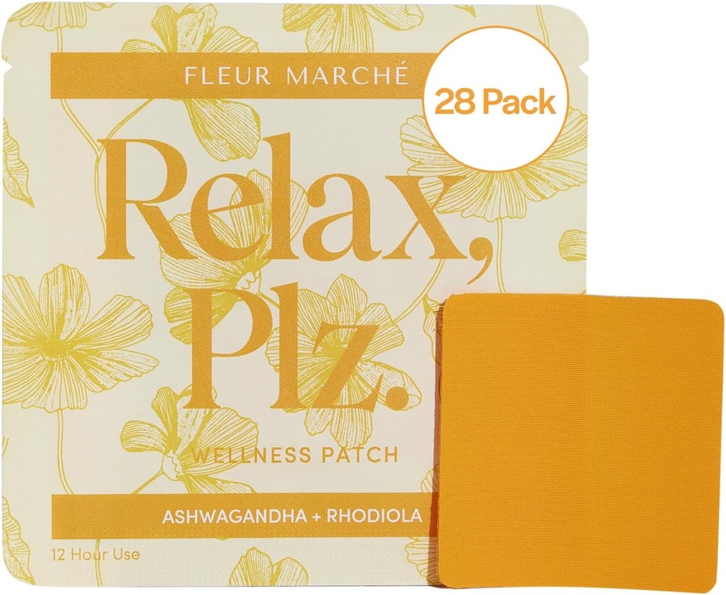 Fleur Marche Relax, PIz Botanical Supplement Patch - Calming & Relaxing Wellness Patch with Ashwagandha, Chamomile & Other Powerful Adaptogens - Sangat Bioavaable - 28 Patch
