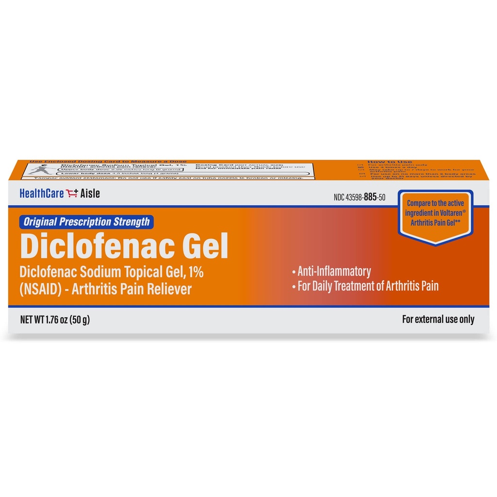 HealthCareAisle Diclofenac Gel, 1%, Arthritis Pain Relief - 50 g tube - Original Prescription Power (NSAID)