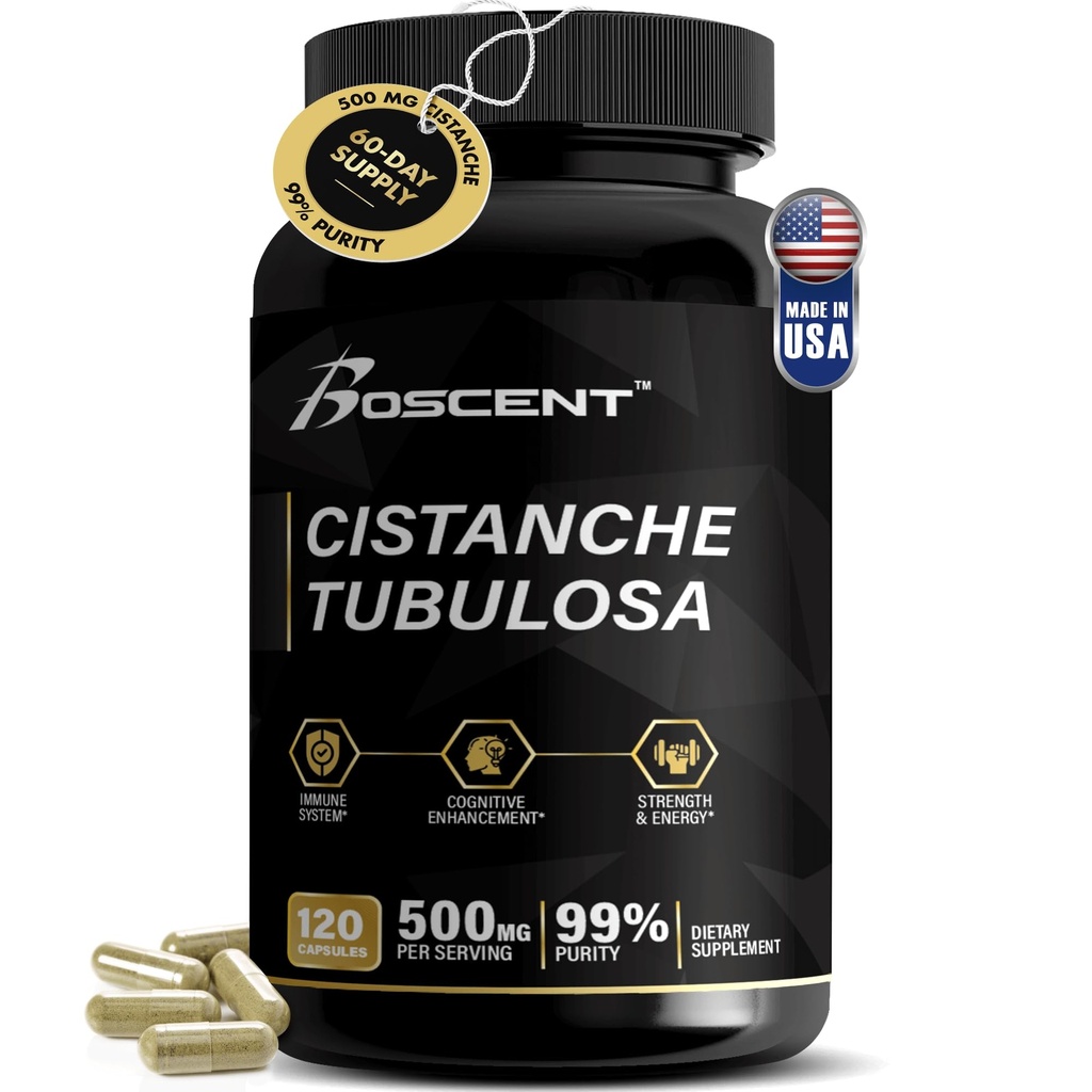 Premium Cistenche Tubulosa Extract 500mg (120 Capsules) - 50% Echinacosides, 10% Acteosides - Natural Nootropic for Stamina, Intigenitas and Memory - Tidak ada Pemalang, Hormone Balance