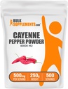 BulkSuppliments.com Cayenne Pepper 40000 Howder HU - Capsaicin Suplemen, Cayenne Pepper Powder - Vegan & Gluten Bebas, 500mg per Serving, 250g (8.8 oz) (Paket 1)