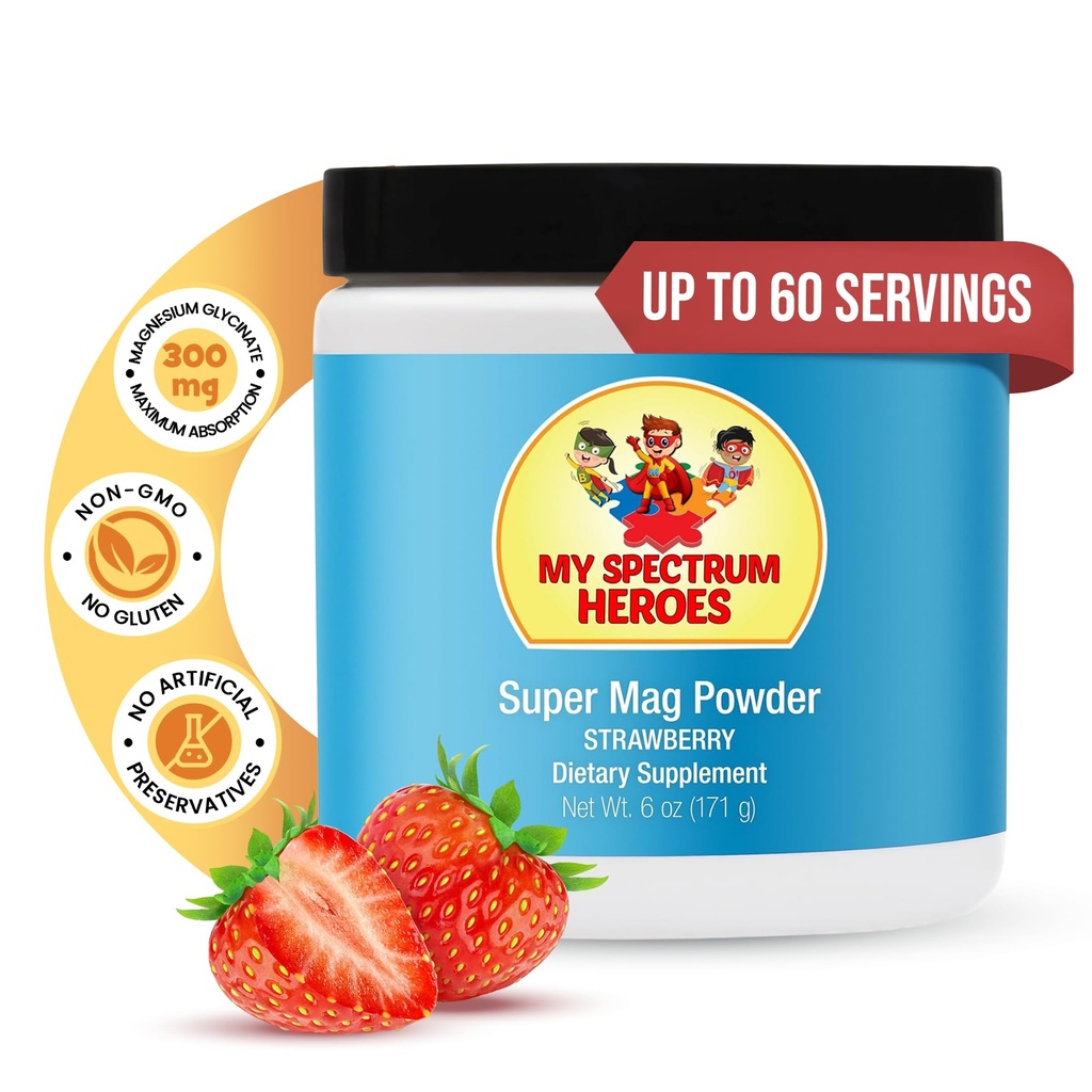 My Spectrum Heroes Calm Magnesium Powder - Gentle Magnesium Glycinate Drum for Relaxation, Sleep Health, and Stress Relief - Vegan, Gluten- Free, 6oz (171g)