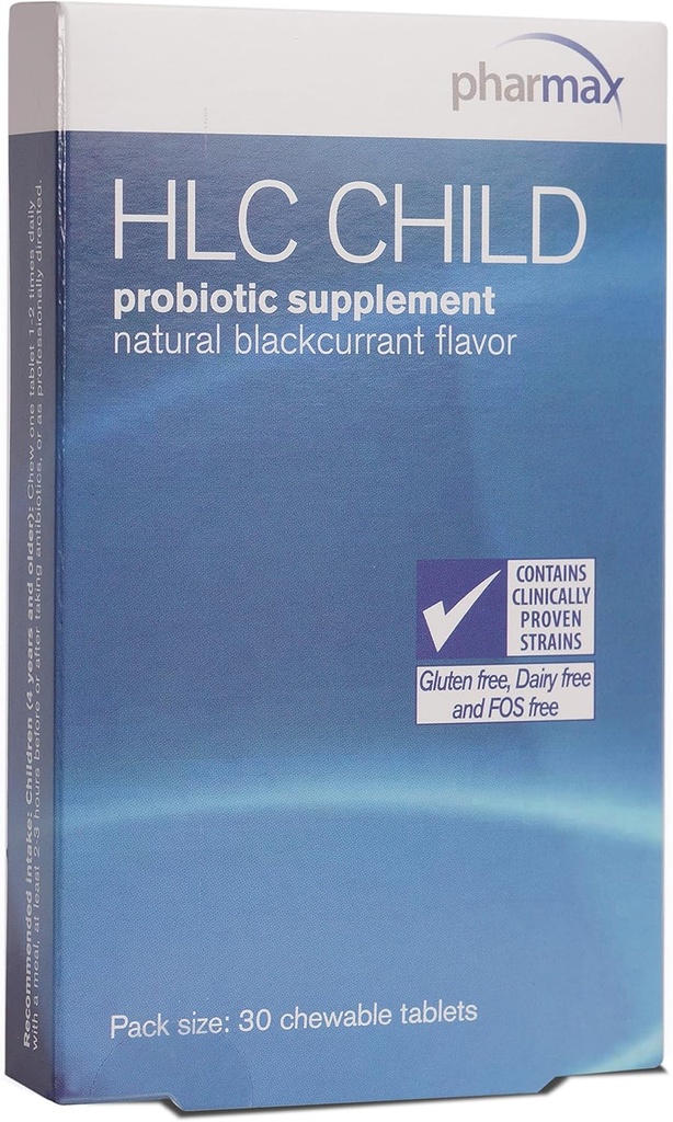 Pharmax HLC Child Aver4; Probiotic Supplement for Children 124; 30 Chewable Tablet 126; Natural Blackcurrant Flavor