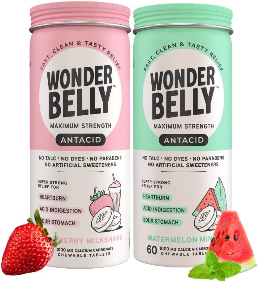 Antax Tablets Chewable Bundle Effective Heartburn and Instant Acid Intervention Relief, Maximum Power (Strawberry Milkshake & Watermelon Mint)