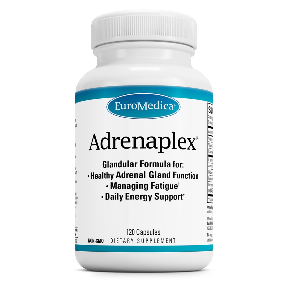 EuroMedica Adrenaplex - Adrenal Gland Fungsi Suplemen - Glandular Dukungan dengan Vitamin C & B6 - Dukungan Fungsi Adrenal Sehat - Jauhkan Keluar dari jangkauan Anak - 120 Kapsul