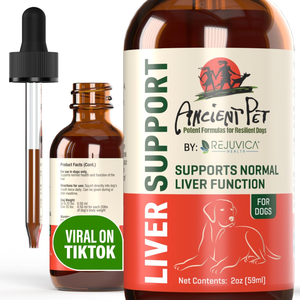Dukungan Pet Liver Kuno untuk Anjing & Kucing -Simpel pengiriman, Mixes Easily dengan Pangan atau Air - Milk Thistle, Dandelion & Artichoke - Enhanced Absorpsi - 2 fl oz