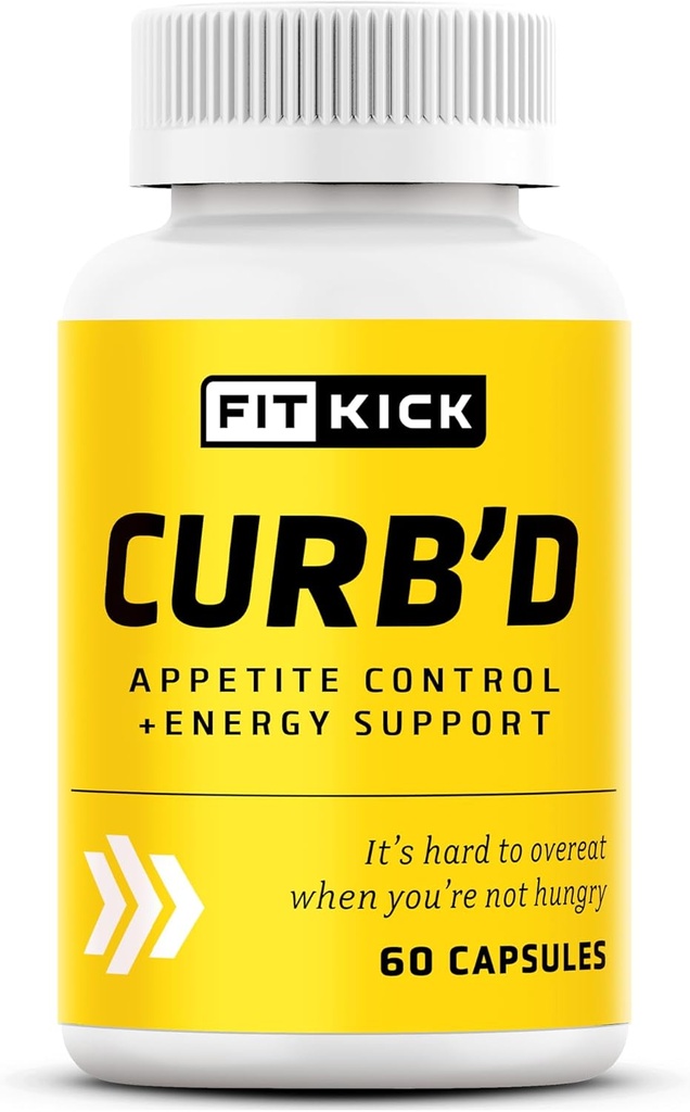 FITKICK Curb 'd Capsules - No- Resep Appetite & Craving Dukungan, Energi & Fokus Formula dengan Ekstraksi Alami - Raspberry Ketones, Green Coffee Bean & Citrus Aurantium - 60 Vegan Capsules