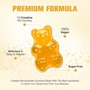 Creatine Monohydrate Gummies Strength for Men & Women, Energy Boost Work Suplemen - Pineapple Flavor