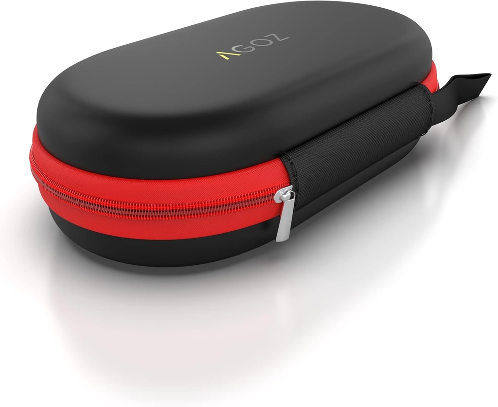 AGOZ Asthma Inhaler Travel Case Pouch Cover, Inhaler Holder with Zipper Cloure and Wrist Strap (Black / Red)