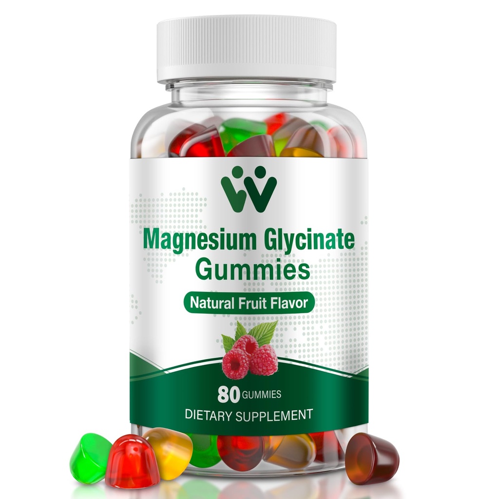 Magnesium Glycinate Gummies 400 Mg, Sugar-Free Magnesium Gummies untuk Anak-anak dan Dewasa dengan L- Thronate, Calcium & Vitamin B6 + D3, 80 Count Magnesium Glycinate Buah Flavors