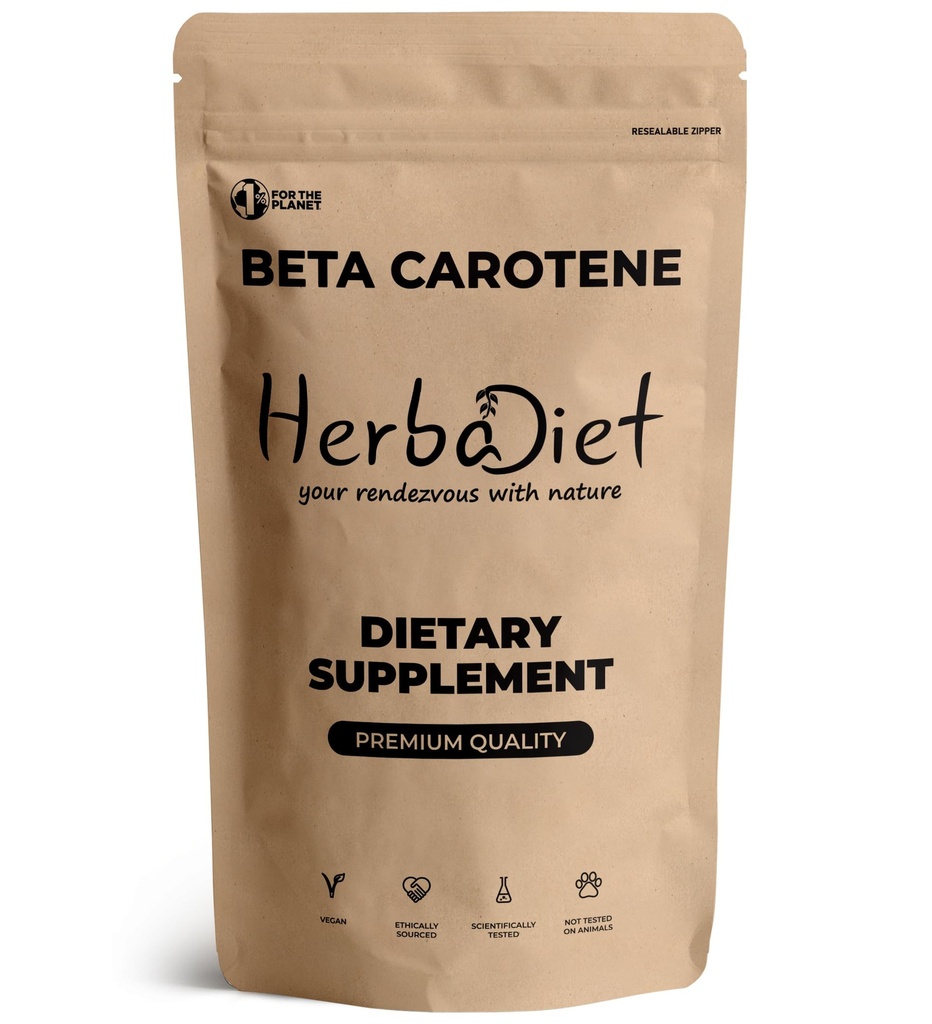 Beta Carotene 10% Vitamin A 25000 Powder IU 124; Imune System Support, Antioksidant Supplemen 124; Cartenoid for Heally Vision, Mata & Skin 124; 100% Ataclarotene Natural (1.76 oz - 50 gram)