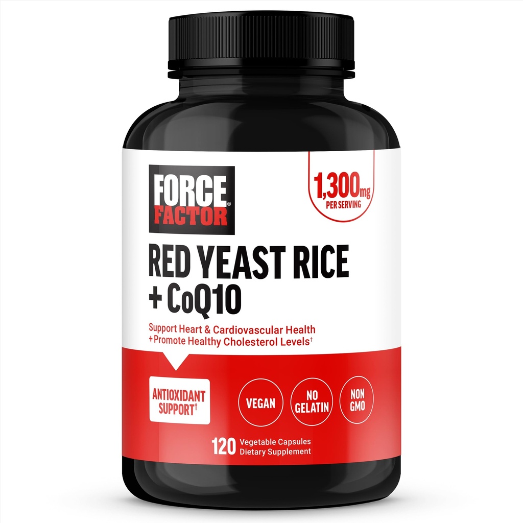 FORCE FASETOR Red Yeast Rice + CoQ10 Tambahan untuk Dukungan Antioksidan, Non- GMO, Vegan-Friendly, Premium Kualitas, 120 Kapsul