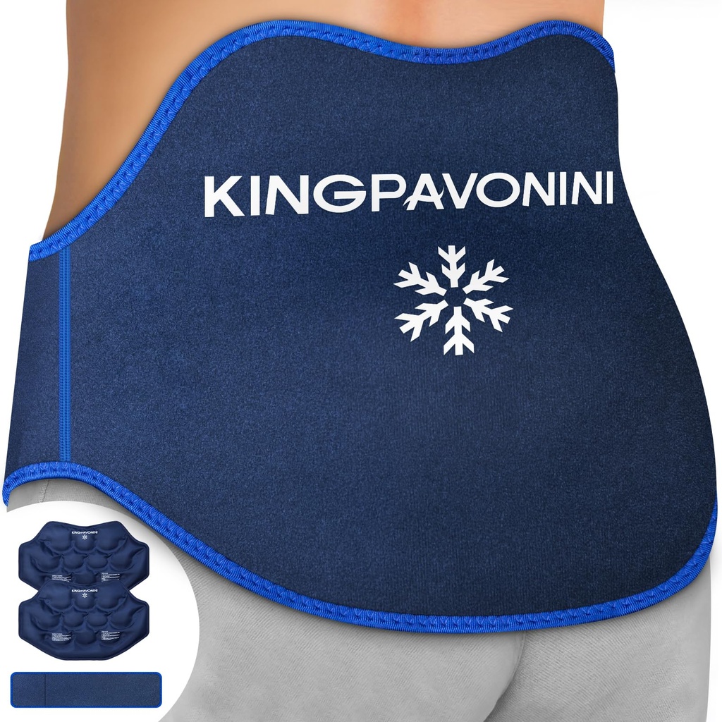 KingPavonini Ekstra Besar Ice Pack untuk Kembali Pain Relief dengan Extension Strap, 2 Pack Recontinable Back Gel Ice Kemasan untuk Operasi Lumbar, Sciatica, Cakram Herniasi, Coccyx Pain, Terapi Panas