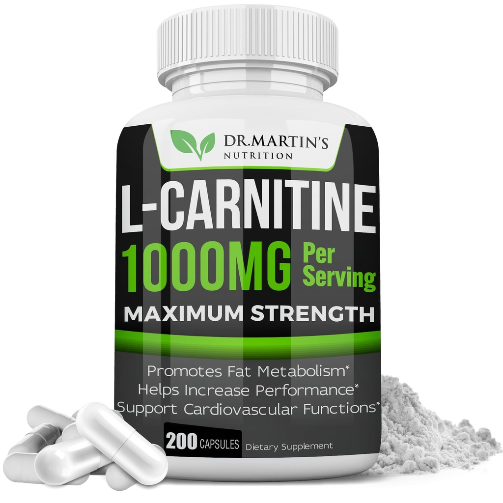 DR. MARTIN 'S NUTRITISI Ekstra L- Carnitine - 200 Kapsul - 100mg Per Serving - Boost Anda Metabolisme dan Meningkatkan Performance