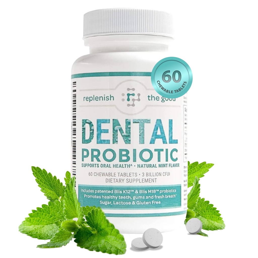 Probiotik Oral Dental, 60 Chelable Tablet - Suplemen / BLIS K12 & M18 - Bad Breath Treatment for Dewata - Boosts Oral Health - Perkelahian Halitosis, Tooth Deray, Strep Throat (Mint Flavor)